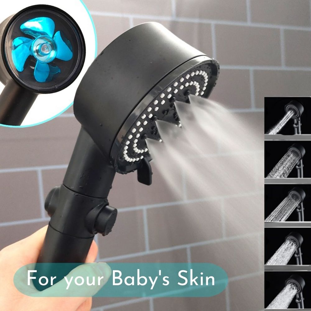 Matte black shower head on mist mode